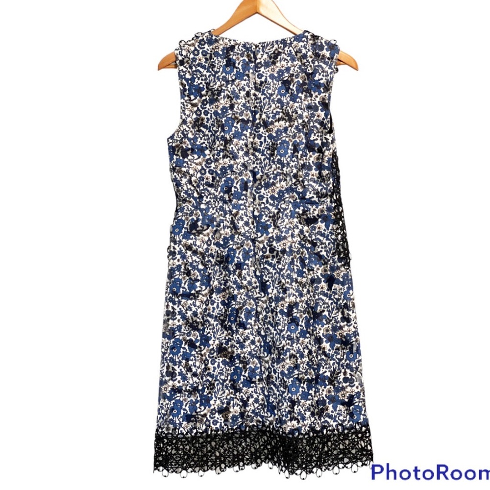 Elie Tahari Wren Crochet Trimmed Blue Floral Dress Size 8 - Picture 3 of 6